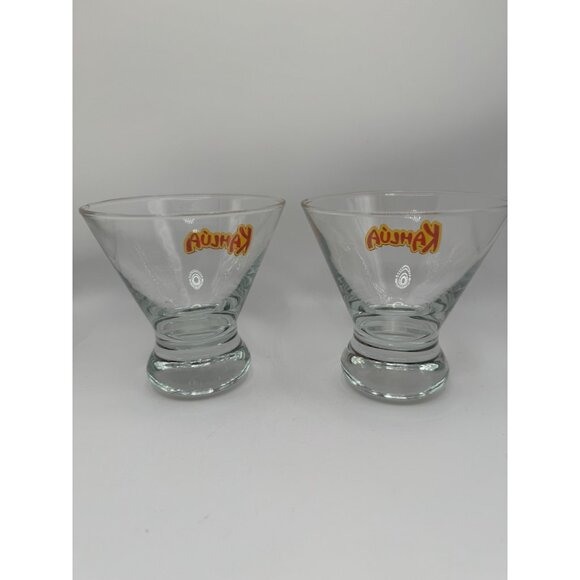 2 Kahlua Logo Martini Shaped Lowball Cocktail Glasses - The Everyday Exotic - Picture 3 of 5